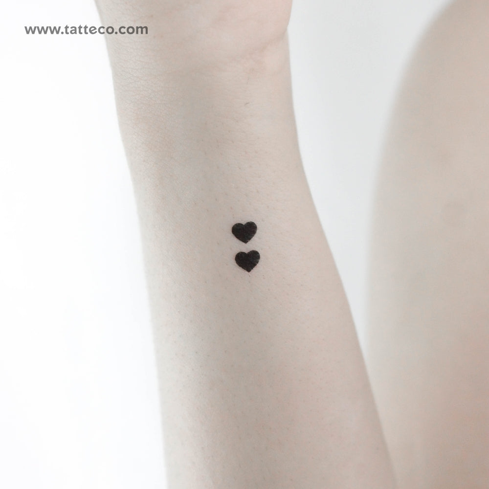 Two Little Black Hearts Temporary Tattoo - Set of 3