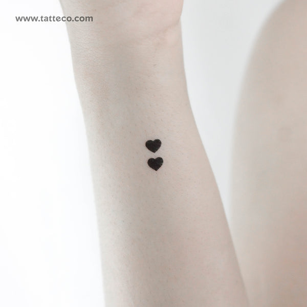 Two Little Black Hearts Temporary Tattoo - Set of 3