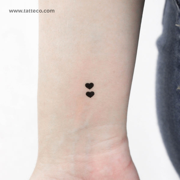 Two Little Black Hearts Temporary Tattoo - Set of 3