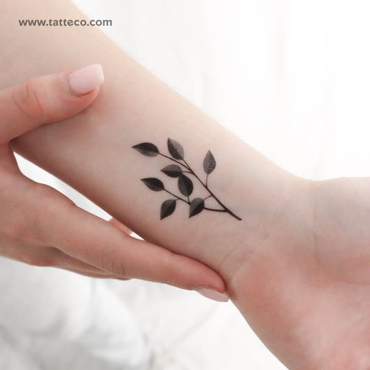 Tatuaje temporal de hojas grises - Juego de 3