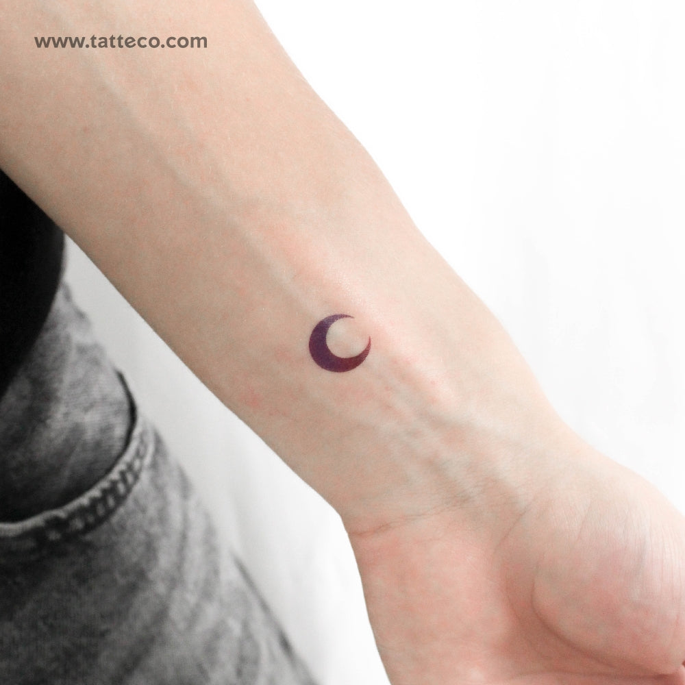 Purple Crescent Moon Temporary Tattoo - Set of 3