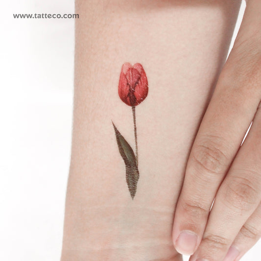 Tatuaje temporal de tulipán en acuarela (juego de 3)