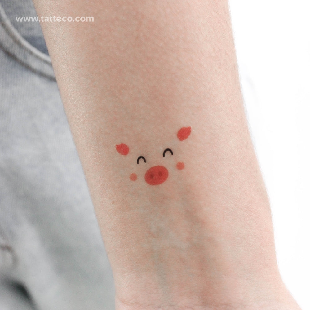 Minimalist Pig Face Temporary Tattoo - Set of 3