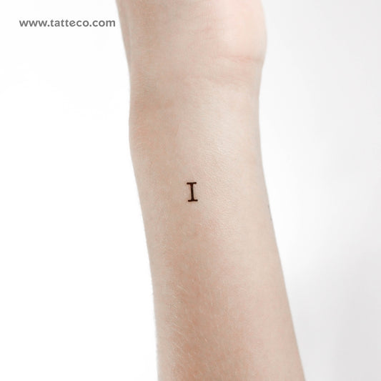 I Uppercase Typewriter Letter Temporary Tattoo - Set of 3