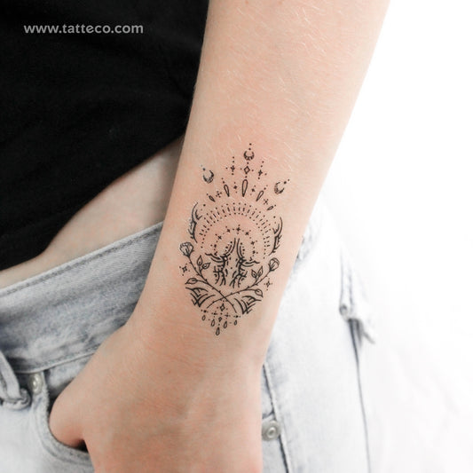 Tatuaje temporal de pulsera de doble rosa de Tukoi (juego de 3)