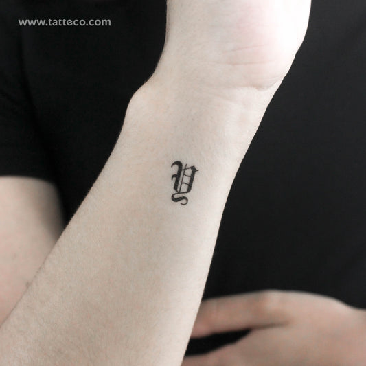 Gothic Y Letter Temporary Tattoo - Set of 3