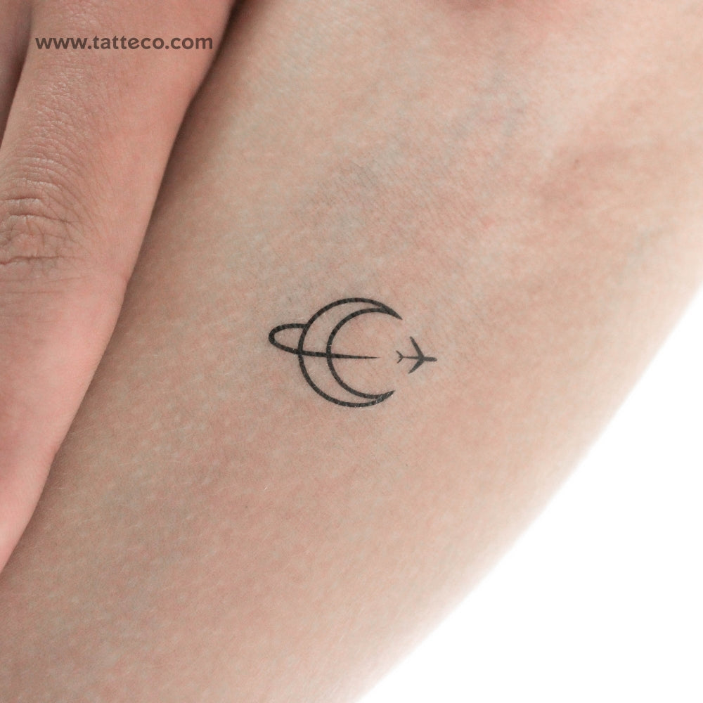 Tatuaje temporal "Volando alrededor de la luna" - Juego de 3