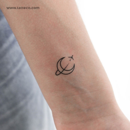 Tatuaje temporal "Volando alrededor de la luna" - Juego de 3
