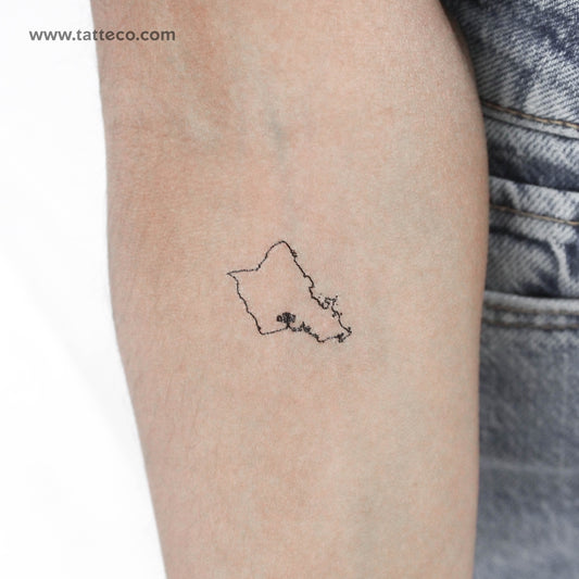 Tatuaje temporal del mapa de Oahu (juego de 3)