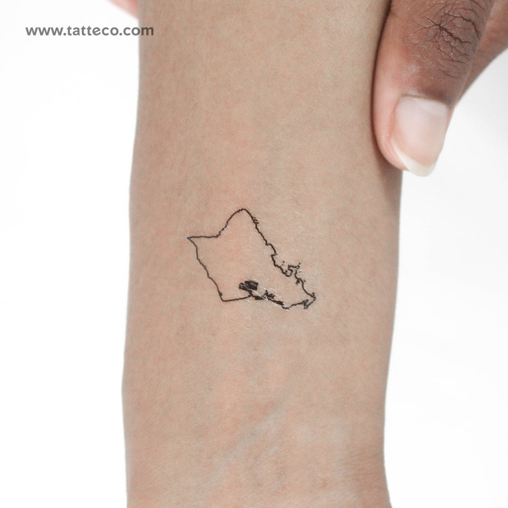 Tatuaje temporal del mapa de Oahu (juego de 3)