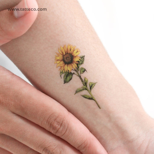 Tatuaje temporal de girasol en acuarela (juego de 3)