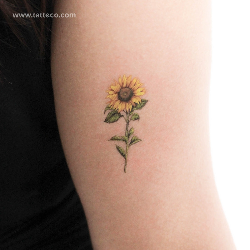 Watercolor Sunflower Temporary Tattoo - Set of 3