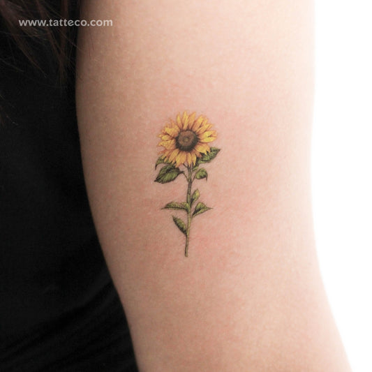 Tatuaje temporal de girasol en acuarela (juego de 3)