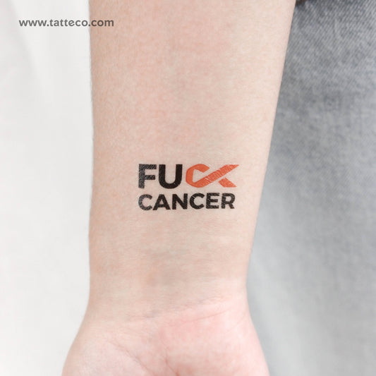 Tatuaje temporal "A la mierda con la leucemia y el cáncer" - Juego de 3