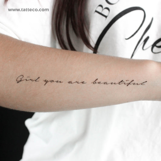 Girl You Are Beautiful Temporary Tattoo - Set of 3