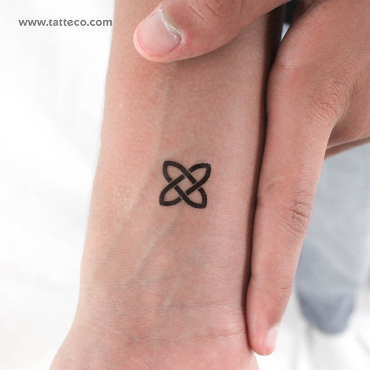 Tatuaje temporal minimalista de nudo de Salomón (juego de 3)