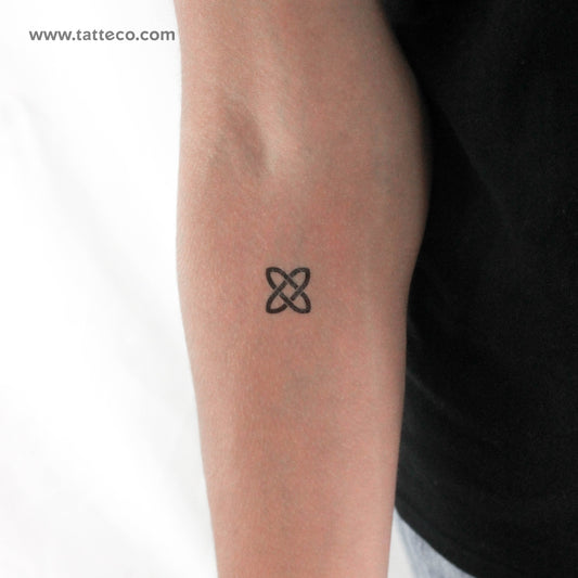 Tatuaje temporal minimalista de nudo de Salomón (juego de 3)