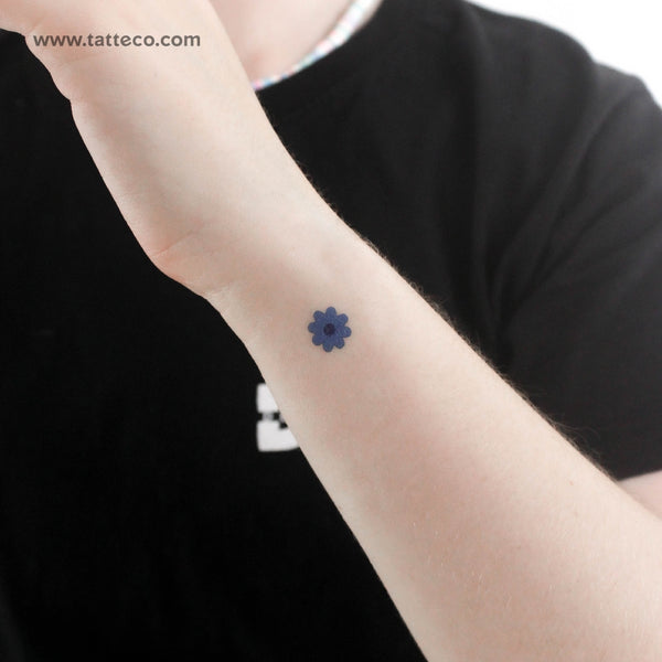 Blue Flower Temporary Tattoo - Set of 3