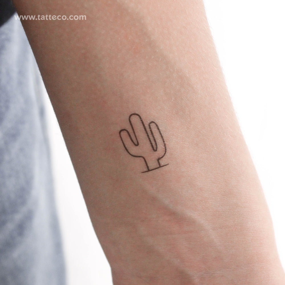Tatuaje temporal de cactus saguaro pequeño (juego de 3)
