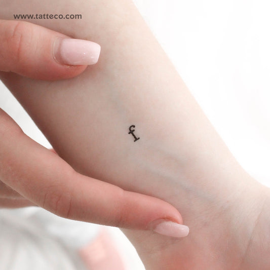 F Lowercase Typewriter Letter Temporary Tattoo - Set of 3