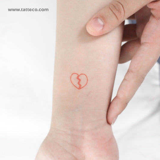 Tatuaje temporal de corazón roto rojo (juego de 3)