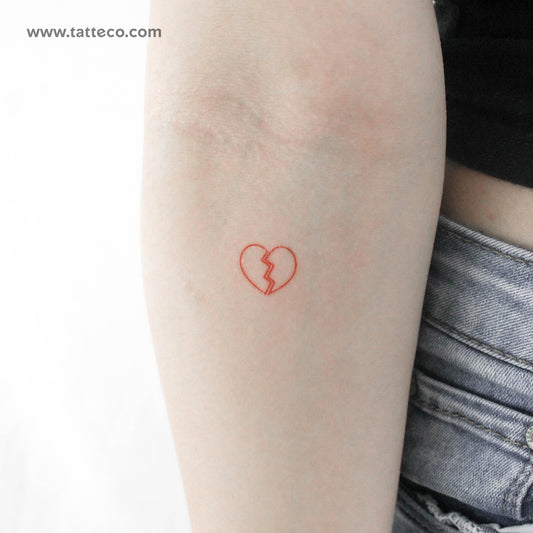 Tatuaje temporal de corazón roto rojo (juego de 3)