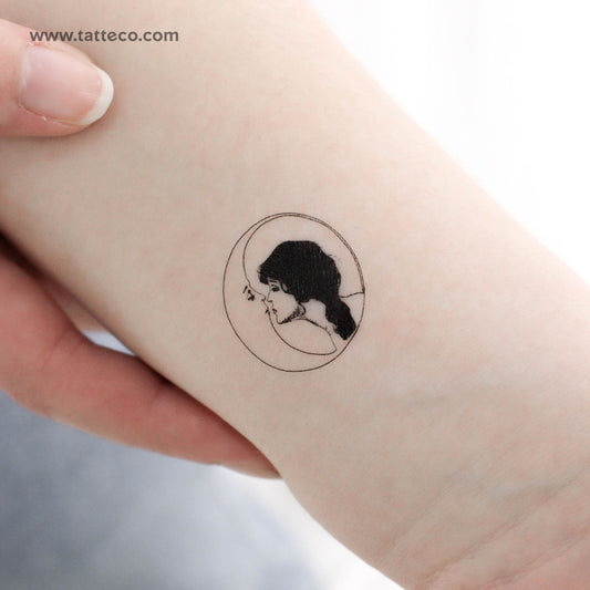 Tatuaje temporal de luna y mujer - Juego de 3