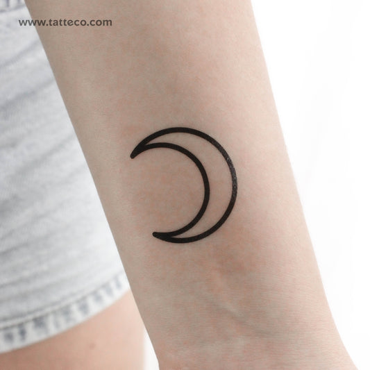 Tatuaje temporal de contorno de media luna - Juego de 3