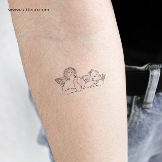 Tatuaje temporal minimalista de querubines y putti (juego de 3)