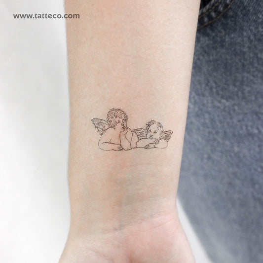 Tatuaje temporal minimalista de querubines y putti (juego de 3)