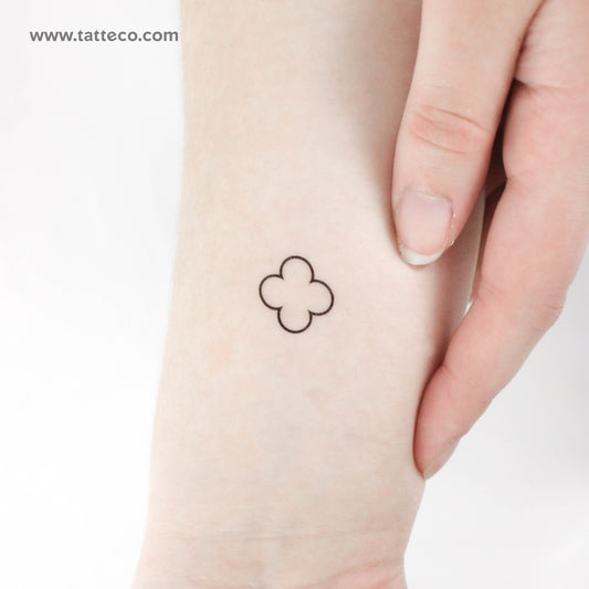 Tatuaje temporal de contorno de cuatrifolio - Juego de 3