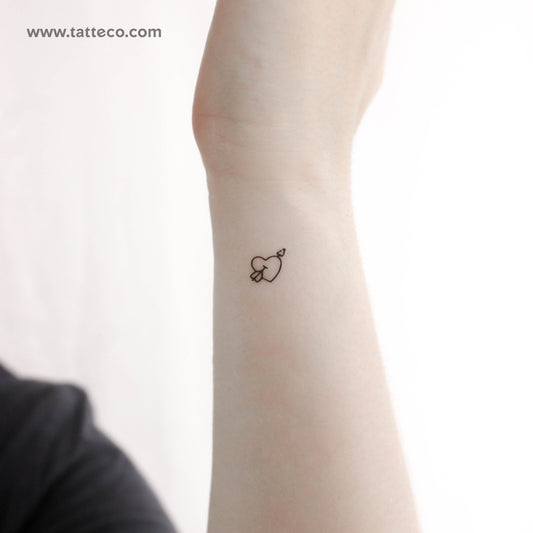 Tiny Heart And Arrow Temporary Tattoo - Set of 3