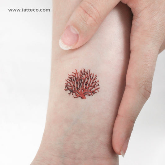 Red Coral Temporary Tattoo - Set of 3