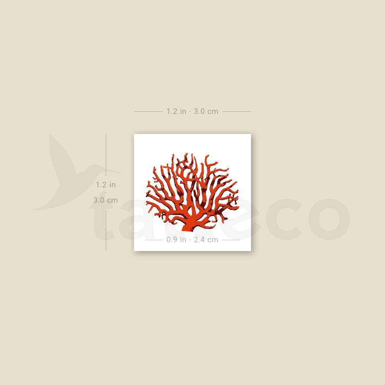 Red Coral Temporary Tattoo - Set of 3