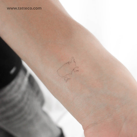 Tatuaje temporal de mapa de EE. UU. de línea fina (juego de 3)