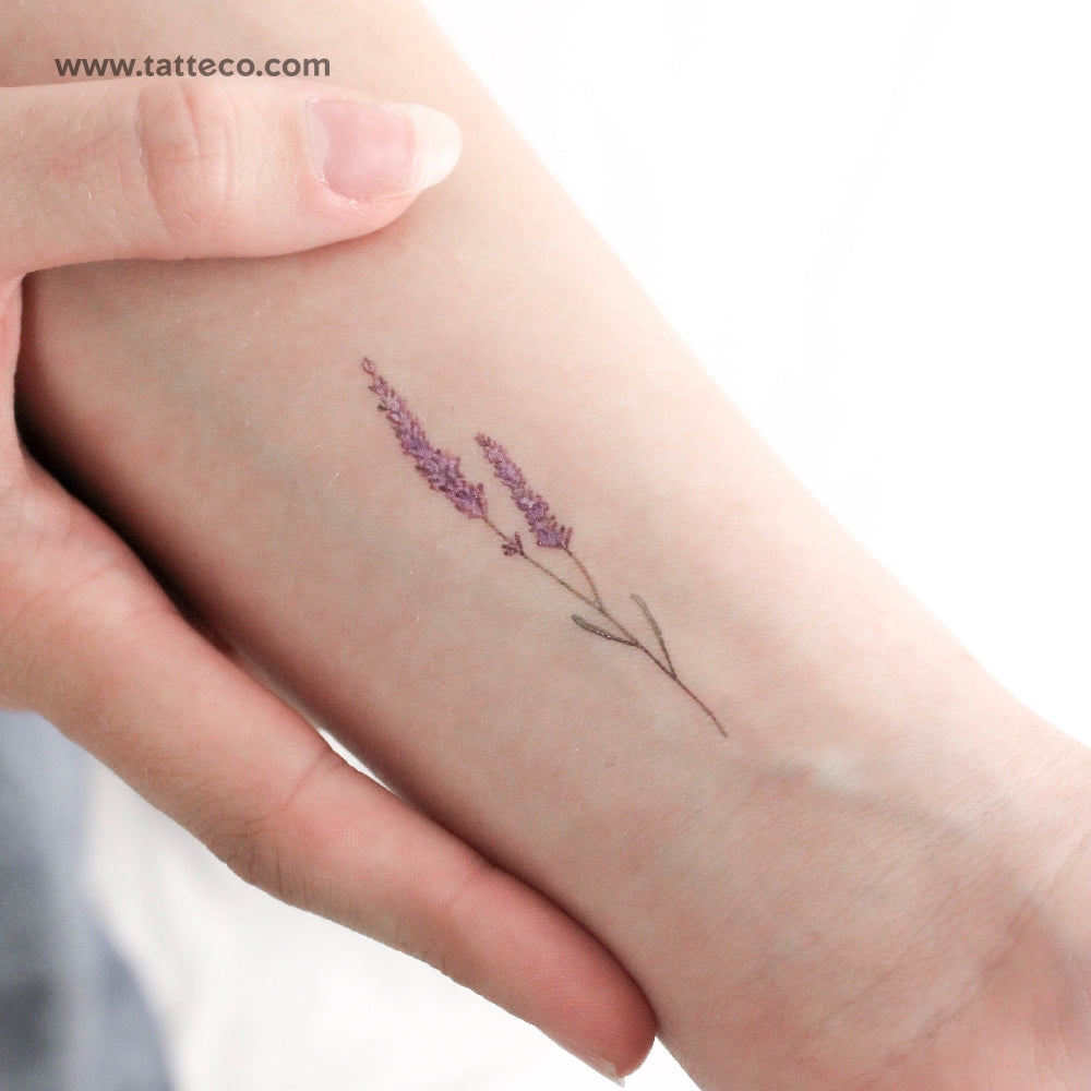 tattoo of lavender flower Watercolor Lavender Temporary Tattoo