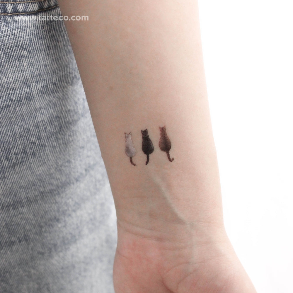 Three Cats Temporary Tattoo - Set of 3