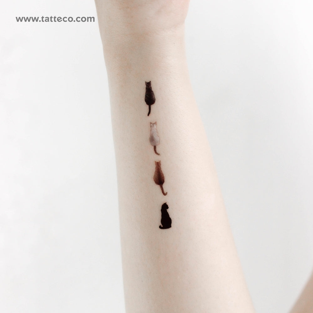 Four Cats Temporary Tattoo - Set of 3