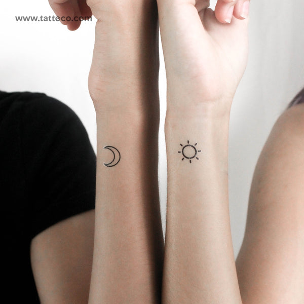 Matching Sun And Moon Temporary Tattoo - Set of 3+3