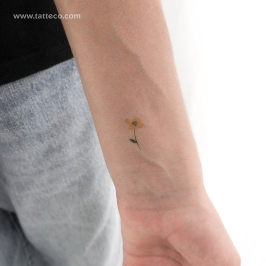 Tatuaje temporal de flor amarilla pequeña de Zihee (juego de 3)
