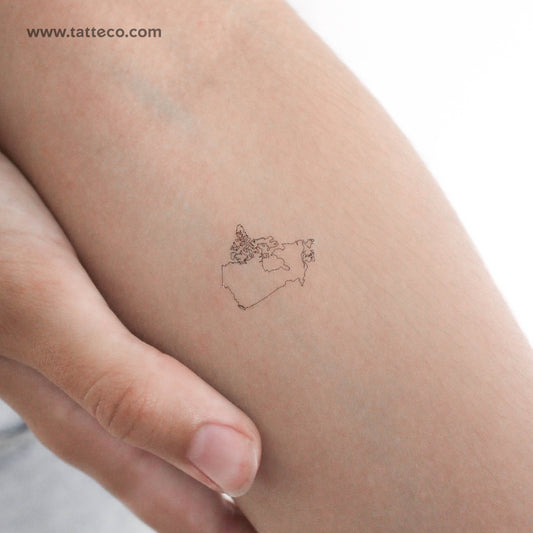 Tatuaje temporal de mapa de Canadá de línea fina (juego de 3)