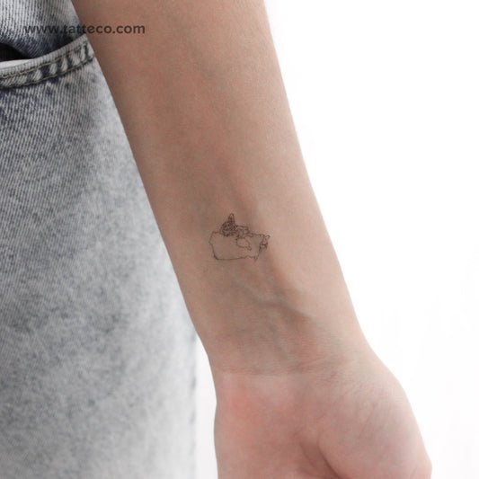 Tatuaje temporal de mapa de Canadá de línea fina (juego de 3)
