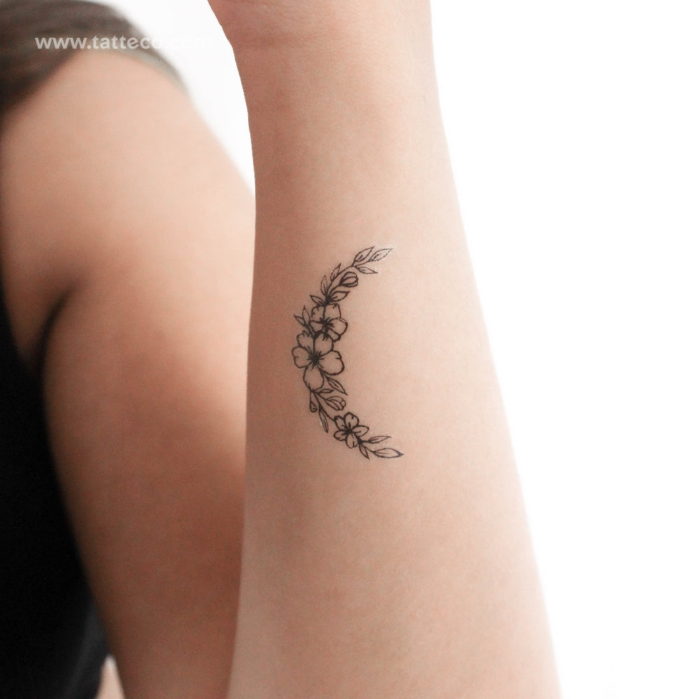 Tatuaje temporal de flor y luna - Juego de 3