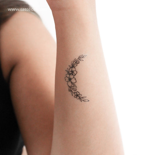Tatuaje temporal de flor y luna - Juego de 3
