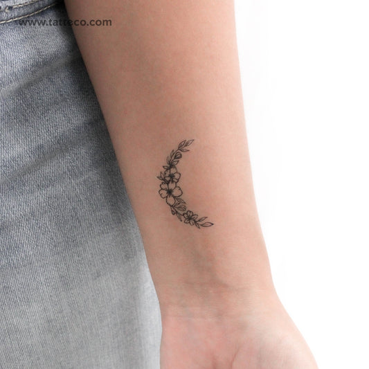 Tatuaje temporal de flor y luna - Juego de 3