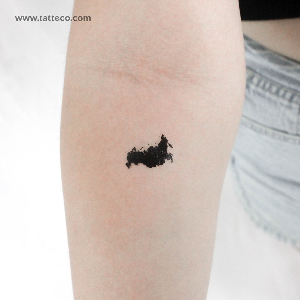 Small Russia Map Temporary Tattoo - Set of 3