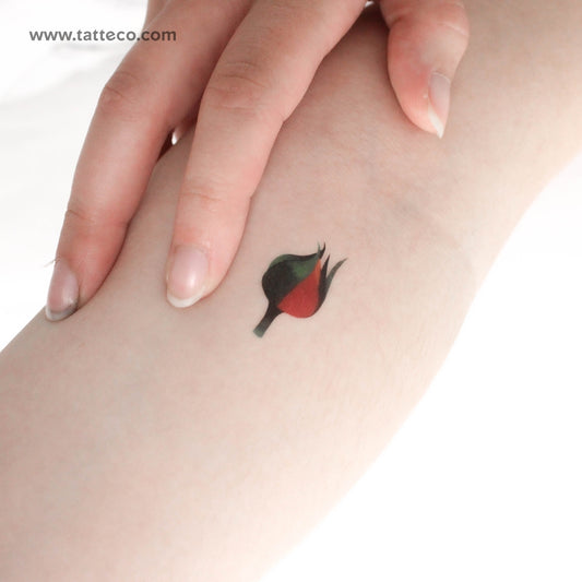 Tatuaje temporal de capullo de rosa naranja de Zihee (juego de 3)