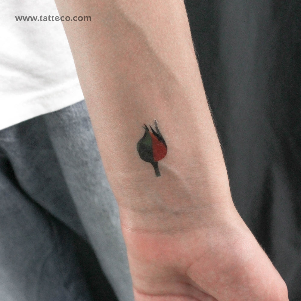 Orange Rose Bud Temporary Tattoo by Zihee - Set of 3