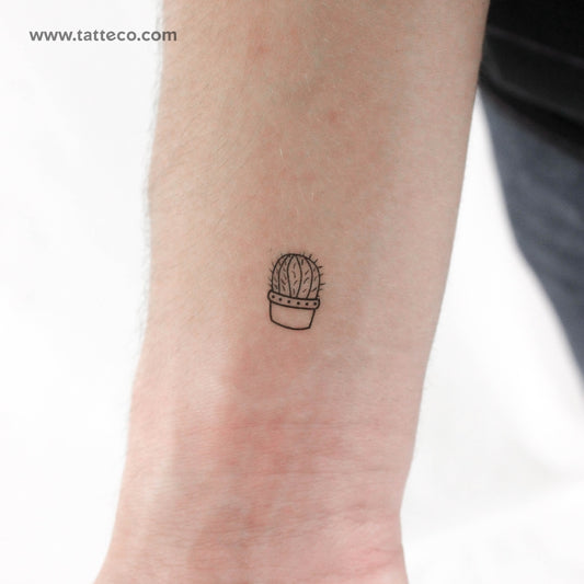 Tatuaje temporal de cactus barril - Juego de 3