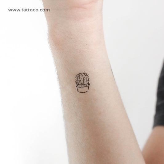 Tatuaje temporal de cactus barril - Juego de 3